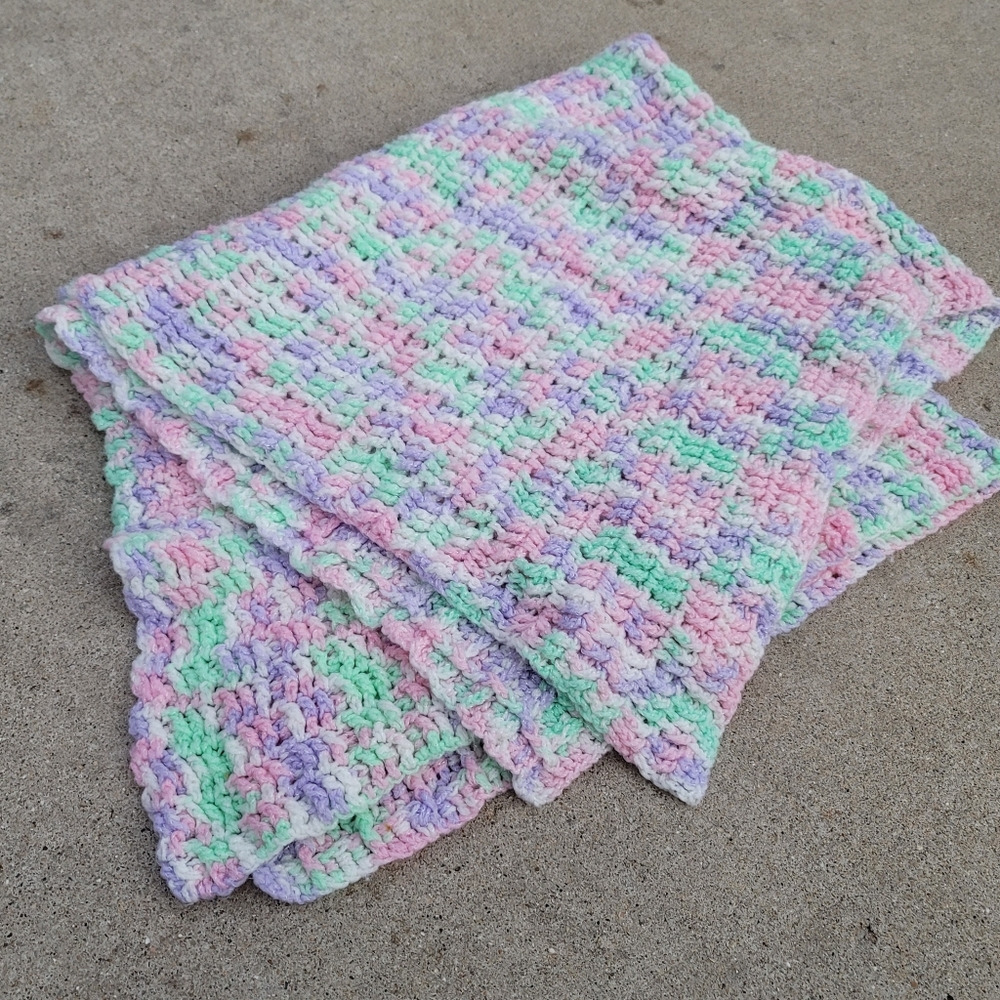 VINTAGE Crochet Blanket Pastel